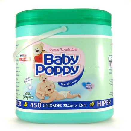 Lenço Umedecido Baby Poppy Verde 450 Unidades