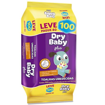 Lenço Umedecido Dry Baby Plus Leve 100 Pague 80 Unidades