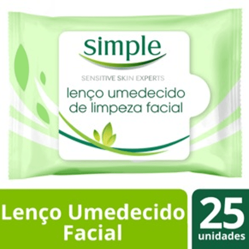Lenço Umedecido Simple Limpeza Facial 25 Unidades
