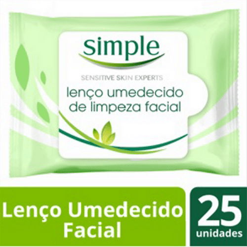 Lenço Umedecido Simple Limpeza Facial 25 Unidades