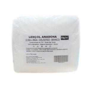 Lençol Descartável Anadona 2,00x0,90cm com Elástico Soft Branco com 10 Und (Cód. 8859)