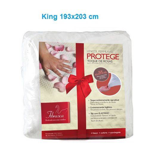 Lençol Permeável Protege - Toque de Rosas King (1.93x2.03m) - Fibrasca - Cód: Fi7178