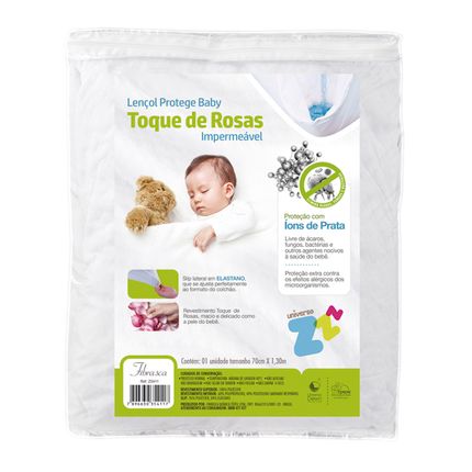 Lençol Protege Baby Toque de Rosas Impermeável - Fibrasca
