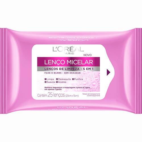 Lenços de Limpeza Facial Dermo Expertise Lenço Micelar 5 em 1 - L'Oréal Paris
