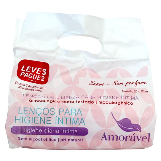 Lenços Umedecidos Amorável Higiene Íntima Pack Leve 3 Pague 2