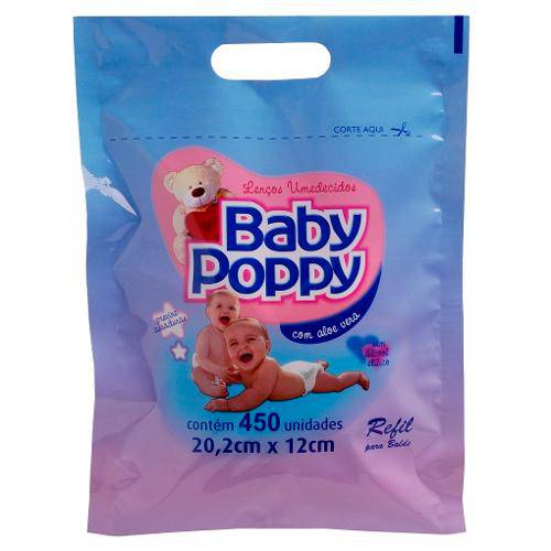 Lenços Umedecidos Baby Poppy Refil 450 Unidades