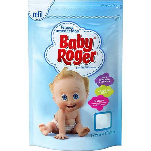 Lenços Umedecidos Baby Roger Refil Pote - 75 Unidades