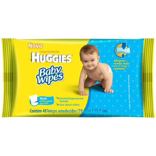 Lenços Umedecidos Baby Wipes Huggies com 48 Unidades