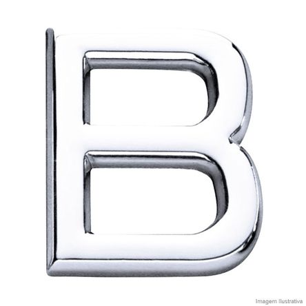 Letra B de ABS Auto-adesivo 3,9cm Cromada Bemfixa