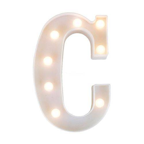 Letra C Luminária Decorativa Luminosa Led 3D - Letra 22 Cm