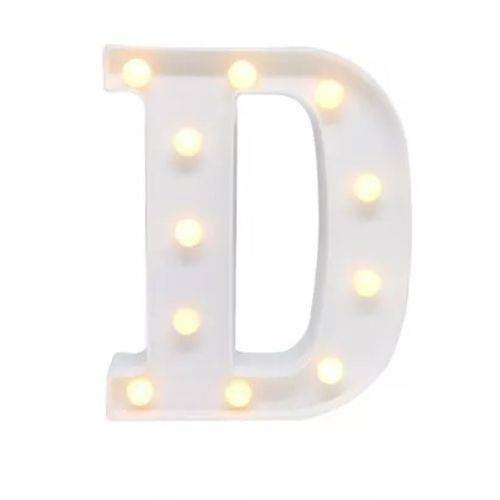 Letra D Luminária Decorativa Luminosa Led 3D - Letra 22 Cm
