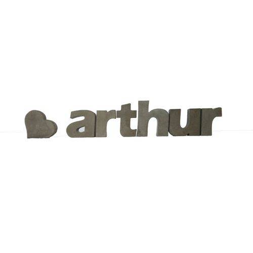 Letra Decorativa Concreto Nome Palavra Arthur Coração