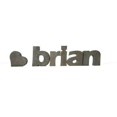 Letra Decorativa Concreto Nome Palavra Brian Coração