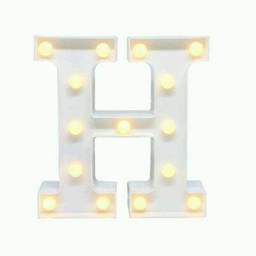 Letra H Luminária Decorativa Luminosa Led 3D - Letra 22 Cm