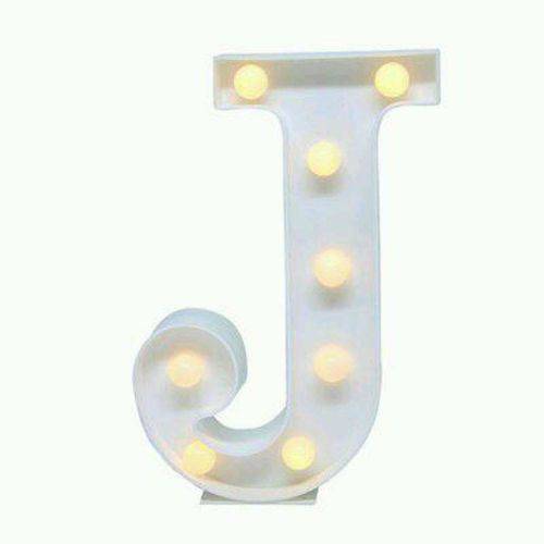 Letra J Luminária Decorativa Luminosa Led 3D - Letra 22 Cm