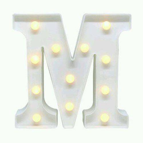 Letra M Luminária Decorativa Luminosa Led 3D - Letra 22 Cm