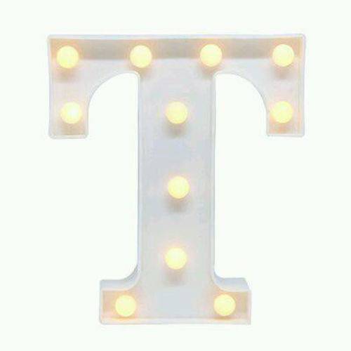 Letra T Luminária Decorativa Luminosa Led 3D - Letra 22 Cm