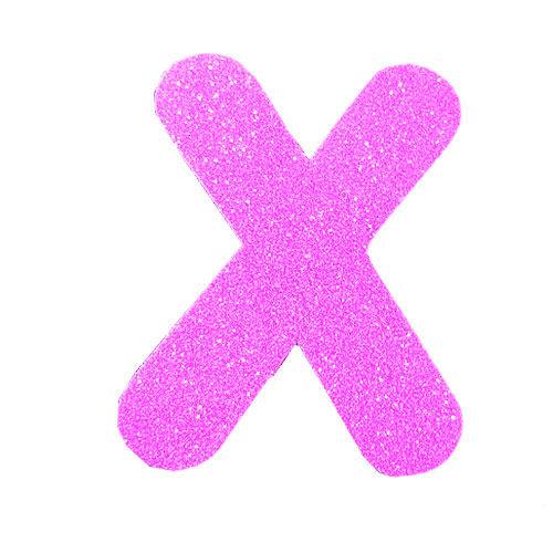 Letra X em Eva Rosa com Glitter 13cm Evamax