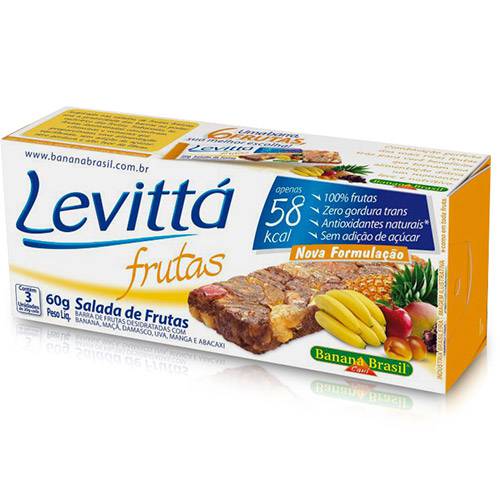 Levittá Salada de Frutas C/ 3 Unidades de 20g(cada) - Banana Brasil