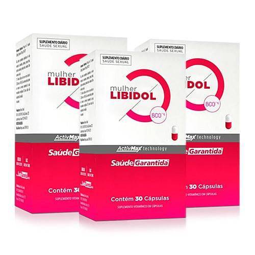 Libidol Feminino 3 Potes Totalizando 90 Cápsulas Saúde Garantida