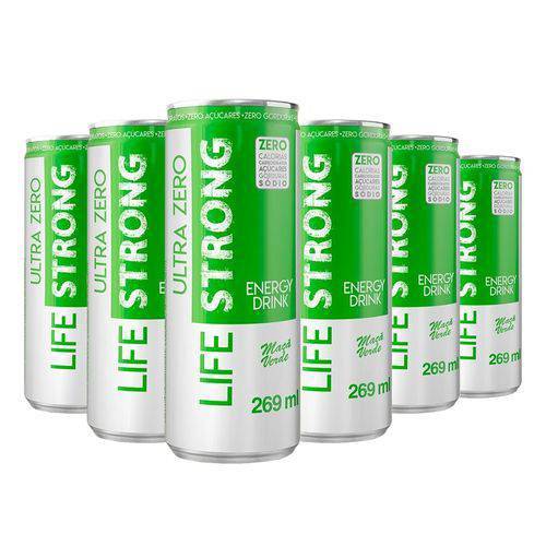 Life Strong Energy Drink Maça Verde Ultra Zero Pack 6 Unidades