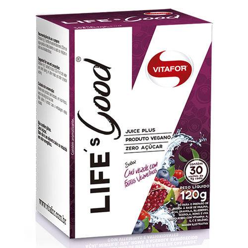 Life's Good Juice Plus Sabor Chá Verde com Frutas Vermelhas (produto Vegano) 30 Sachês de 4g Cada - Vitafor