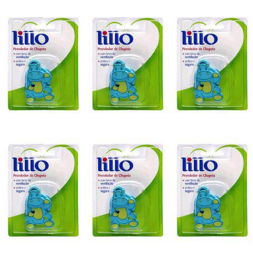 Lillo 541320 Classico Hipopotamo Prendedor de Chupeta Azul (kit C/06)
