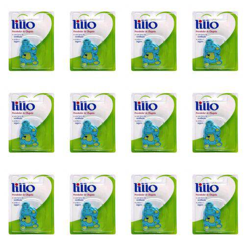 Lillo 541320 Classico Hipopotamo Prendedor de Chupeta Azul (kit C/12)