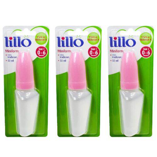 Lillo 601130 Miniform Mamadeira Latex Rosa 50ml (kit C/03)