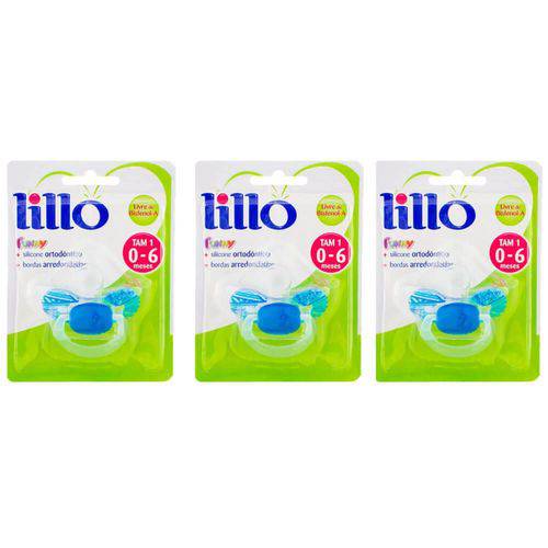 Lillo 605020 Funny Estampas Chupeta Ort Silicone Azul Tam1 (kit C/03)