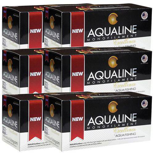 Linha Monofilamento Aqualine Excellence 07lb (0,20mm - 1000m) Kit com 6 Caixas