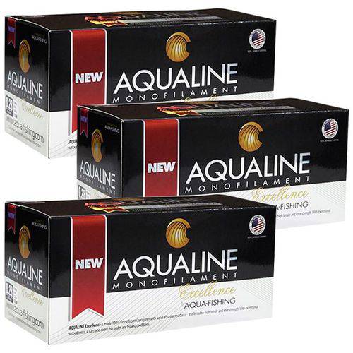 Linha Monofilamento Aqualine Excellence 90lb (0,80mm - 1000m) Kit com 3 Caixas