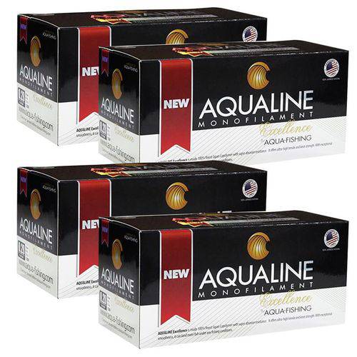 Linha Monofilamento Aqualine Excellence 24lb (0,38mm - 1000m) Kit com 4 Caixas
