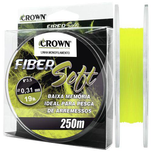 Linha Monofilamento Crown Fiber Soft Amarela 0,31mm - 19 Lbs