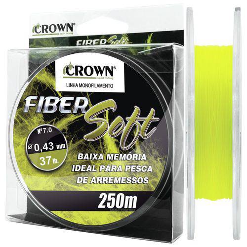 Linha Monofilamento Crown Fiber Soft Amarela 0,43mm - 37 Lbs
