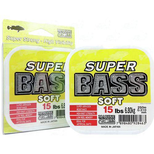 Linha Super Bass Soft 0,310mm 15lb Monofilamento Amarela 250m