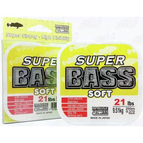 Linha Super Bass Soft 0,370mm 21lb Monofilamento Amarela 250m