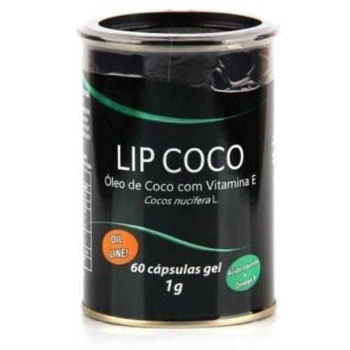 Lip Coco - Tiaraju - Óleo de Coco com Vitamina e - 60 Cápsulas Gel 1g