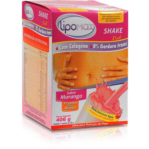 Lipomax Shake Diet (Cx 07 Saches de 58g) Morango - Galgrin Group Ltda