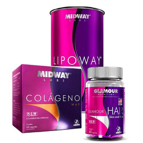 Lipoway Cápsulas + Colageno + Hair Skin And Nails 60 Cápsulas - Midway Glamour Nutrition