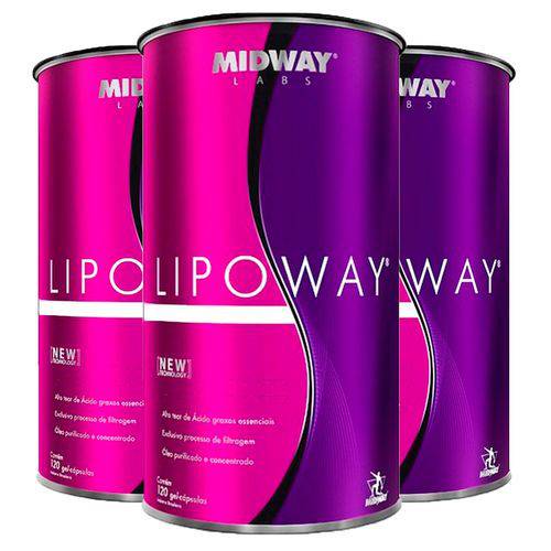 Lipoway Glamour Nutrition (Óleo de Cártamo com Vitamina E) - 3 Un de 120 Cápsulas - Midway