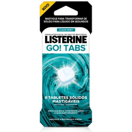 Listerine Go! Tabs Tablete Mastigável Clean Mint 8 Unidades
