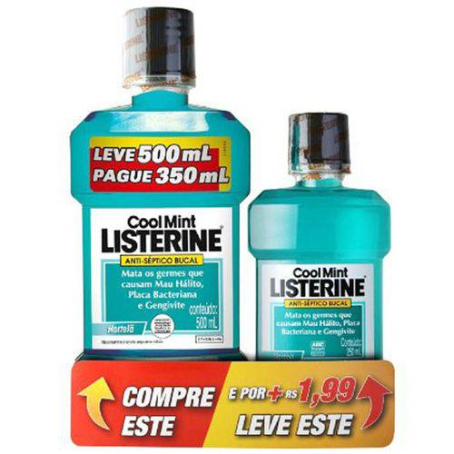 Listerine Kit Cool Mint Antisseptico Bucal 500ml + 250ml