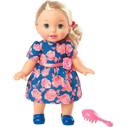 Little Mommy Doce Bebê Loira Vestido Azul com Rosas - Mattel