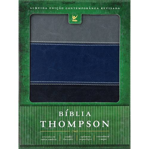 Livro - Bíblia Thompson Dois Tons Italiano - Azul e Cinza (Borda Dourada)