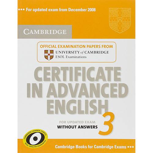 Livro - Certificate In Advanced English 3 (CD Incluso)