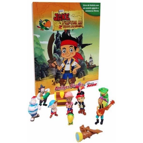 Livro com 12 Miniaturas Jake e os Piratas - Amigos Piratas - MELHORAMENTOS