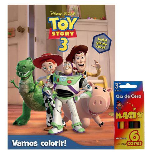 Livro com Kit Giz de Cera Vamos Colorir Toy Story Disney DCL