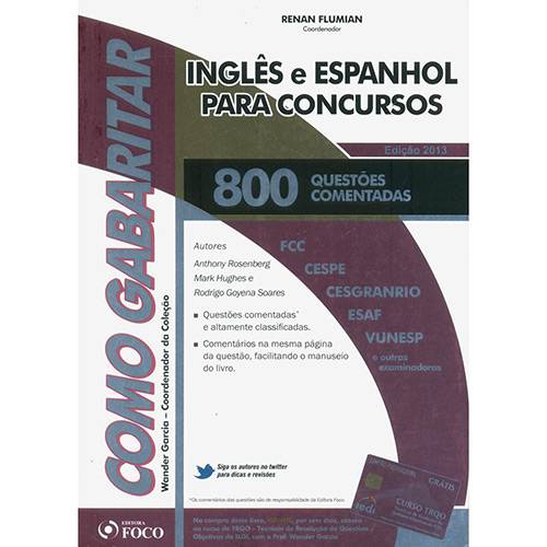 Livro - Como Gabaritar: Inglês e Espanhol para Concursos - 800 Questões Comentadas