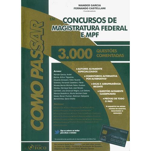 Livro - Como Passar em Concursos de Magistratura Federal e MPF: 3.000 Questões Comentadas